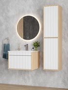 Тумба подвесная Onika Дайлер 60 белая/дуб сонома раковину Бергамо Нова 60 Керамин 10925534