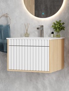 Тумба подвесная Onika Дайлер 60 белая/дуб сонома раковину Бергамо Нова 60 Керамин 10925534