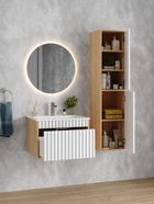 Тумба подвесная Onika Дайлер 60 белая/дуб сонома раковину Бергамо Нова 60 Керамин 10925534