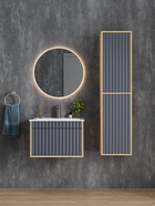 Тумба подвесная Onika Дайлер 60 графит/дуб сонома раковину Бергамо Нова 60 Керамин 10925535