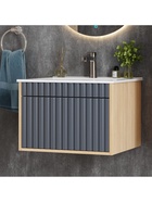 Тумба подвесная Onika Дайлер 60 графит/дуб сонома раковину Бергамо Нова 60 Керамин 10925535