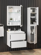 Шкаф – пенал подвесной для ванной комнаты Onika «Эвада 30», универсальный, 300×325×1420 мм, цвет белый 10925537