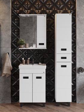 Зеркало – шкаф Onika «Балтика» Black 58, правый, с подсветкой, 580×160×712 мм, цвет белый