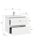Тумба подвесная Onika Эвада 70 белая раковина Миранда-70 Santek 10925561