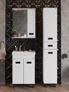 Тумба напольная, Onika Балтика-Квадро Black 55 белая раковина Тигода-55 Santek 10925563