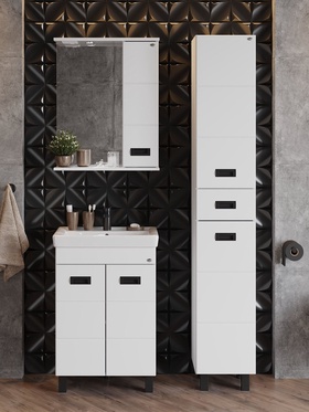 Тумба напольная, Onika Балтика-Квадро Black 55 белая раковина Тигода-55 Santek 10925563