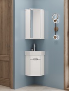 Тумба подвесная Onika Айленд 35 белая, угловая раковина Line Sanita Luxe 10925578