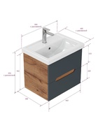 Тумба подвесная Айленд 50 графит/дуб крафт золотой, раковина Фостер-50 Кirovit 10925579