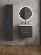 Тумба подвесная Айленд 60 графит/дуб крафт золотой, раковина Фостер-60 Кirovit 10925581