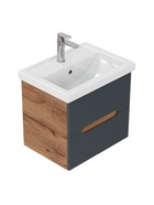 Тумба подвесная Айленд 60 графит/дуб крафт золотой, раковина Фостер-60 Кirovit 10925581