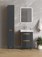 Тумба Айленд 50 напольная, графит/дуб крафт золотой раковина Фостер-50 Кirovit 10925582