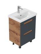 Тумба Айленд 60 напольная, графит/дуб крафт золотой раковина Фостер-60 Кirovit 10925583