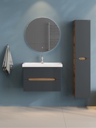 Тумба Айленд 70 подвесная, графит/дуб крафт золотой раковина Фостер-70 Кirovit 10925584