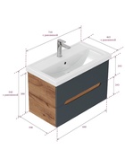 Тумба Айленд 70 подвесная, графит/дуб крафт золотой раковина Фостер-70 Кirovit 10925584