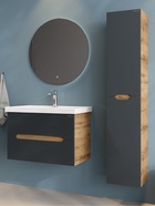 Тумба Айленд 80 подвесная, графит/дуб крафт золотой раковина Фостер 80 Kirovit 10925585