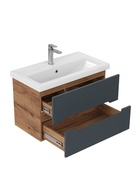 Тумба Айленд 80 подвесная, графит/дуб крафт золотой раковина Фостер 80 Kirovit 10925585