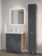 Тумба Айленд 70 напольная, графит/дуб крафт золотой с корзиной, раковина Фостер-70 Кirovit   1092558 10925586