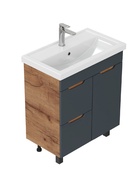 Тумба Айленд 70 напольная, графит/дуб крафт золотой с корзиной, раковина Фостер-70 Кirovit   1092558 10925586