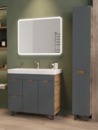 Тумба Айленд 90 напольная, графит/дуб крафт золотой, с корзиной, раковина Адриана 90 Santek   109255 10925587