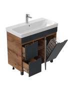 Тумба Айленд 90 напольная, графит/дуб крафт золотой, с корзиной, раковина Адриана 90 Santek   109255 10925587