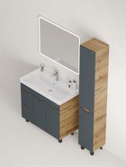 Тумба Айленд 90 напольная, графит/дуб крафт золотой, с корзиной, раковина Адриана 90 Santek   109255 10925587