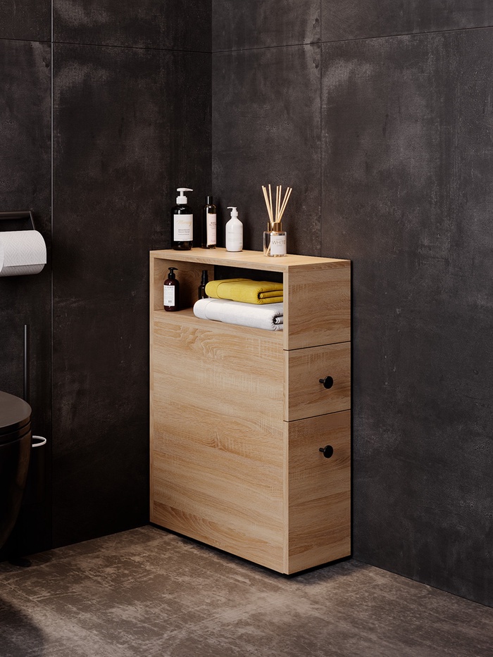 Шкаф – пенал для ванной комнаты Onika «Кроун 20», 200×500×682 мм, цвет дуб сонома - Фото 1