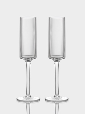 Набор бокалов для шампанского Just for you, 180 мл, 2 шт., 7×24 см, ребристые, стекло, прозрачный