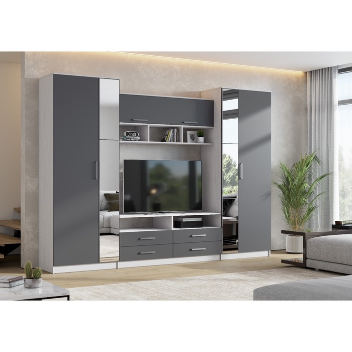 УЦЕНКА Гостиная Палермо 7, Графит/Анкор Белый - Фото 1