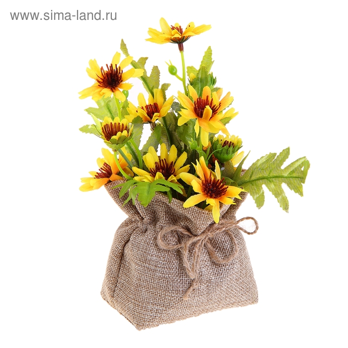 композиция в мешочке бантик 16*10 см васильки - Фото 1