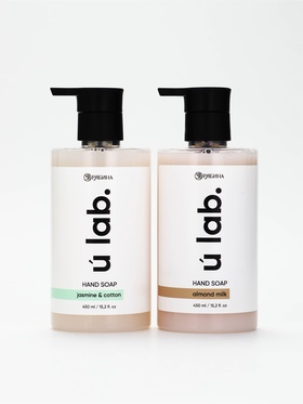 Набор жидкого мыла, аромат: миндальное молоко и хлопок, жасмин, 2×450 мл, URAL LAB
