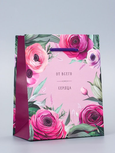 Пакет подарочный ламинированный «От всего сердца» 11.5×14.5×6.5 см