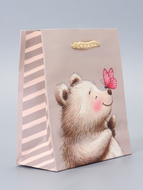 Пакет подарочный ламинированный «Мишка» 11.5?14.5?6.5 см (комплект 4 шт)