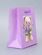 Пакет подарочный ламинированный «Цветы от Мишки» 11.5×14.5×6.5 см - фото 119371646