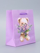 Пакет подарочный ламинированный «Цветы от Мишки» 11.5×14.5×6.5 см - фото 119371647