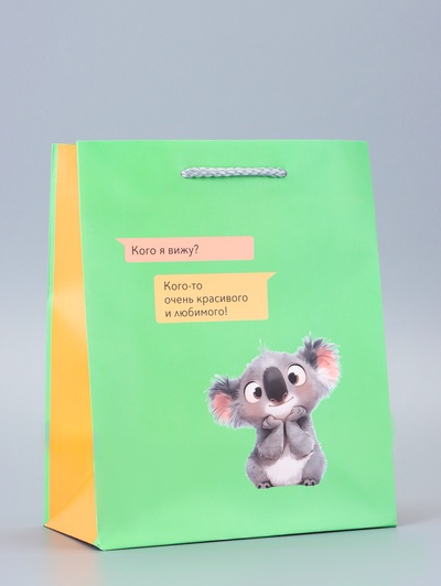 Пакет подарочный ламинированный «Кого я вижу?» 18×22.3×10 см