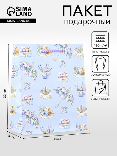 Пакет подарочный ламинированный «Зонтик» 18×22.3×10 см