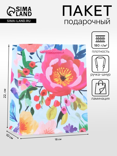 Пакет подарочный ламинированный «Декор» 18×22.3×10 см