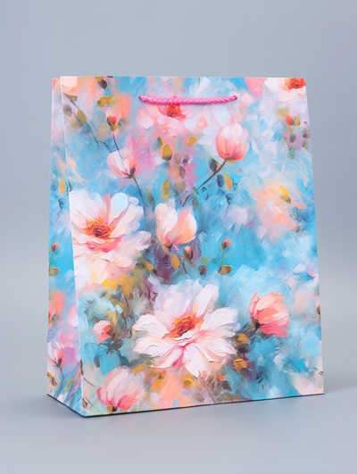 Пакет подарочный ламинированный «Цветочное настроение» 26×12×32 см