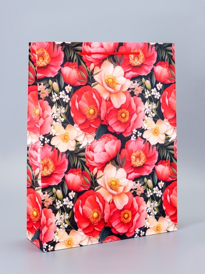 Пакет подарочный ламинированный «Цветочная эстетика» 33×42.5×10 см