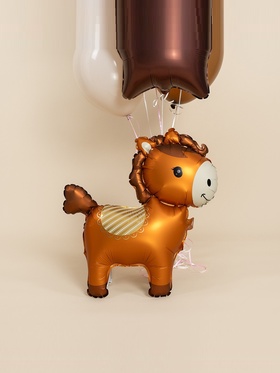 Воздушный шар фольгированный 3D 25" «Лошадка», коричневый (комплект 2 шт)