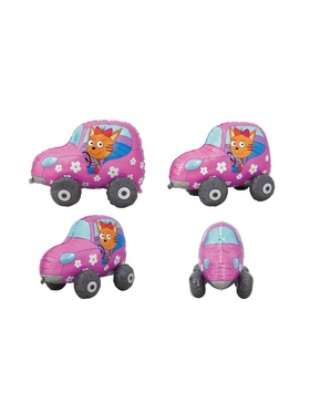 Воздушный шар фольгированный 3D 29" «Три Кота. Карамелька в машине», только под воздух