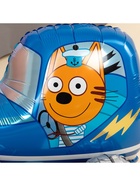 Воздушный шар фольгированный 3D 29" «Три Кота. Коржик в машине», только под воздух - Фото 4