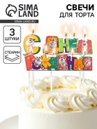 Свечи для торта «С Днем Рождения!», 9×2.5 см, 3 шт. - Фото 1