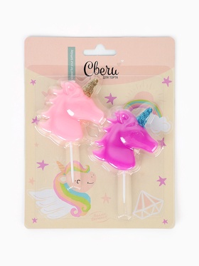 Набор свечей для торта «Волшебный единорог», 5 см, 2 шт.