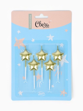 Свечи для торта «Воздушный шар», золото, 5 шт.