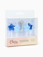 Свечи для торта «1-ый День Рождения Мальчика», серебро/голубой, 2.5×3.5 + 4 см, 5 шт. - фото 60872939