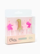 Свечи для торта «1-ый День Рождения Девочки», золото/розовый, 2.5×3.5 + 4 см, 5 шт. - фото 60872941