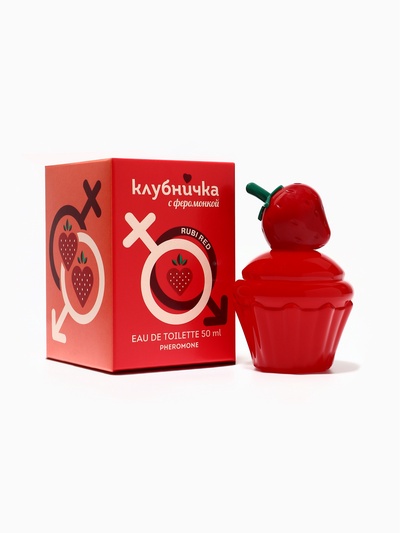 Туалетная вода женская Клубничка С Феромонкой Rubi Red, 50 мл, сладкий горошек, фрезия, жасмин, роза