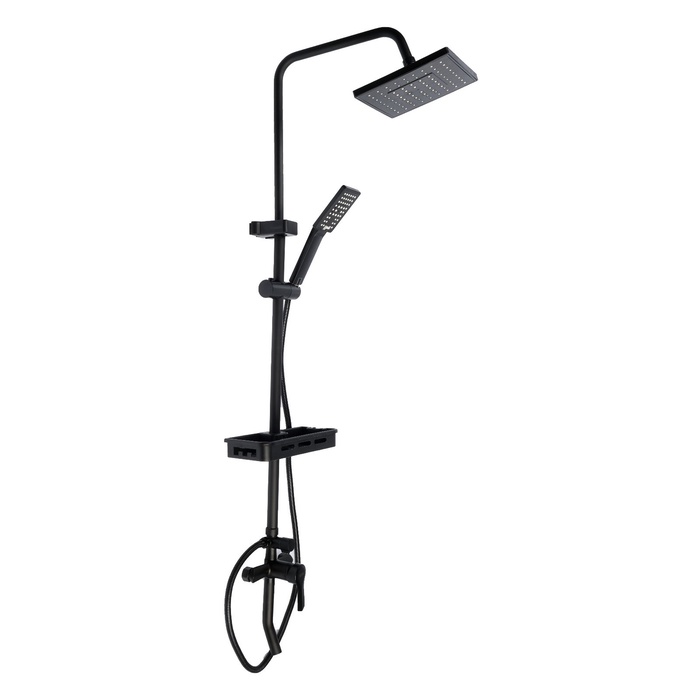УЦЕНКА Душевая система ZEIN Z3861, смеситель, тропическая и ручная лейка, полка, латунь, черная 99 - Фото 1