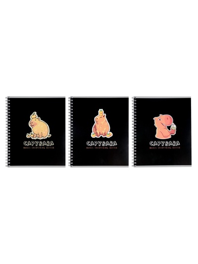 Набор тетрадей Calligrata. Capy, 3 штуки, 80 листов, в клетку, на гребне, обложка из мелованного картона